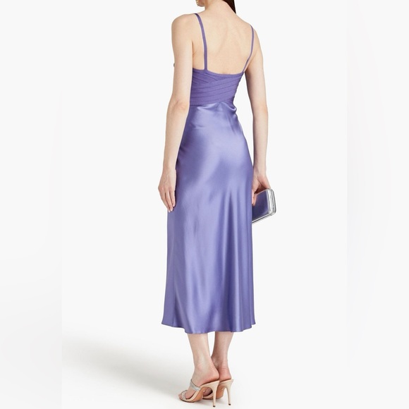 HERVÉ LÉGER X LAW ROACH
Bandage-paneled draped satin midi dress - Lavender - Picture 3 of 9